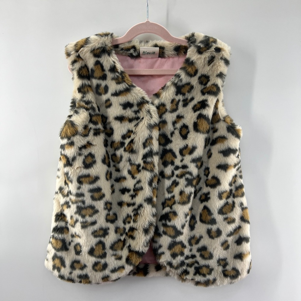 Hanna Andersson Vest Kids 140 Girls 10 Leopard Faux Fur Animal Luxury Holiday